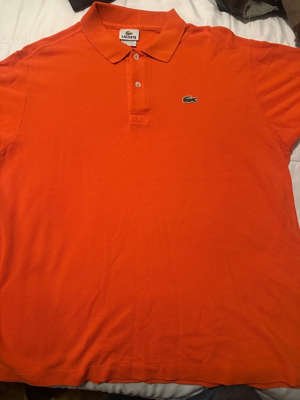Lacoste Men’s Bright Orange Classic Polo with Crocodile Logo